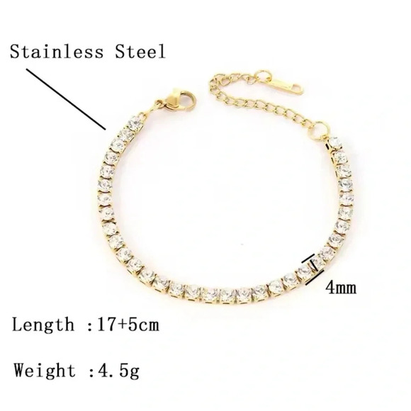 Classic Stainless Steel Waterproof Tennis Sparkling Crystals Bracelet - Picture 2 of 3